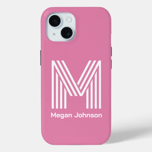 Modern Monogram Pink Case-Mate iPhone Case (Back)