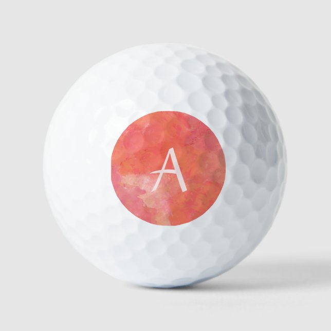 Modern Monogram Pink Golf Balls (Front)