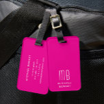 Modern Monogram Pink Luggage Tag<br><div class="desc">Modern Monogram Pink Luggage Tag.</div>