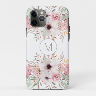 Modern Monogram Pink Watercolor Floral Case-Mate iPhone Case
