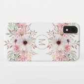 Modern Monogram Pink Watercolor Floral Case-Mate iPhone Case (Back (Horizontal))