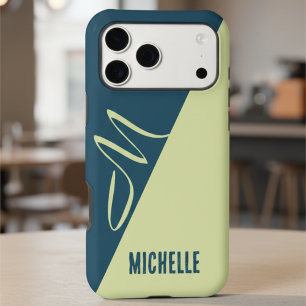 Modern Monogram Pistachio Petrol Blue Colour Bloc