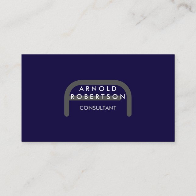 Modern Monogram Plain Blue Trendy Business Card (Front)