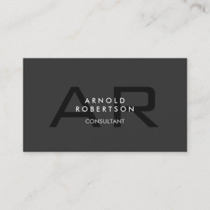 Modern Monogram Plain Grey Trendy Business Card