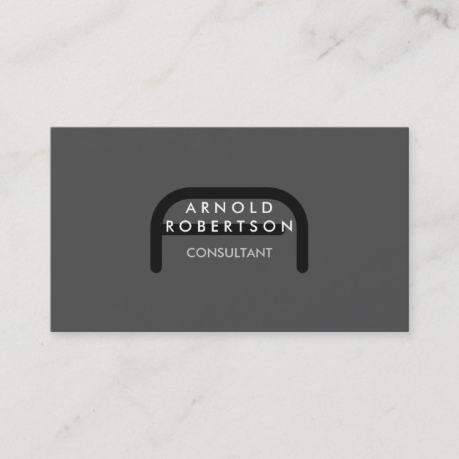 Modern Monogram Plain Grey Trendy Business Card (Front)