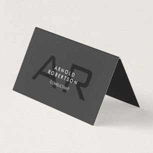 Modern Monogram Plain Grey Trendy Business Card