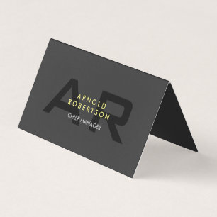 Modern Monogram Plain Grey Trendy Business Card