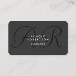 Modern Monogram Plain Grey Trendy Business Card