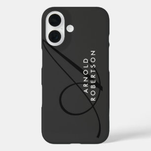 Modern Monogram Plain Grey Trendy iPhone 16 Case