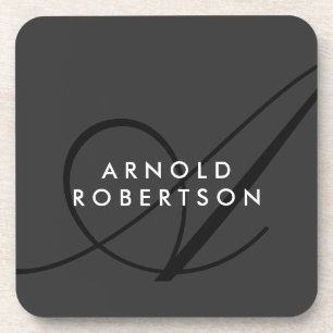 Modern Monogram Plain Grey Trendy Coaster