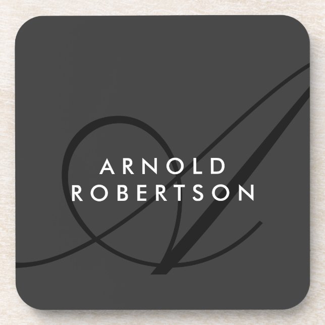Modern Monogram Plain Grey Trendy Coaster (Front)