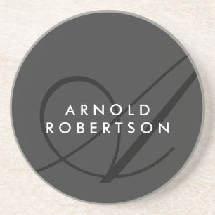 Modern Monogram Plain Grey Trendy Coaster