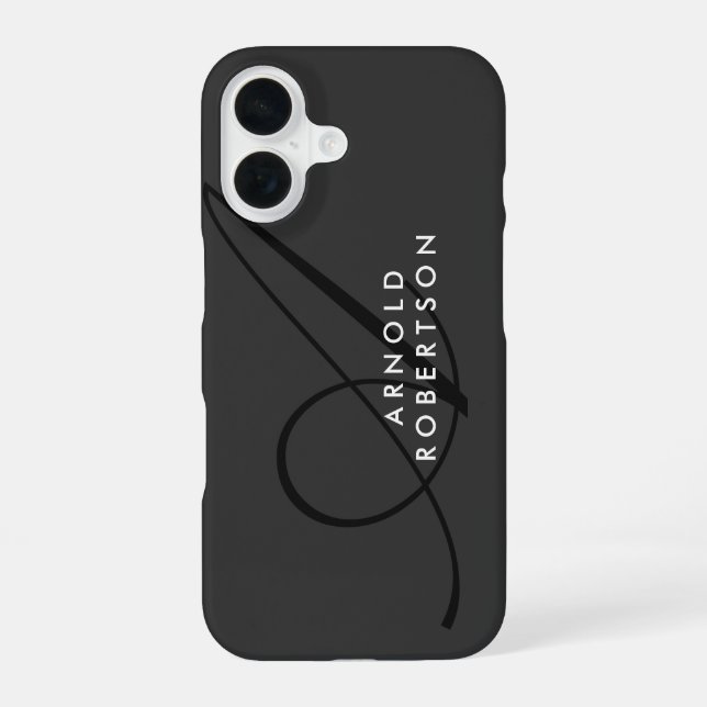 Modern Monogram Plain Grey Trendy iPhone 16 Case (Back)