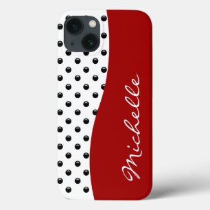 Modern Monogram Polka Dot iPhone 13 Case