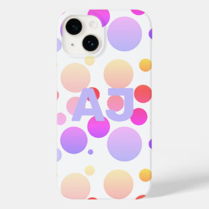 Modern Monogram Polka Dot Purple Lilac Ombre Case-Mate iPhone 14 Case