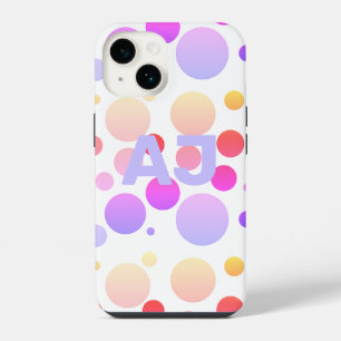 Modern Monogram Polka Dot Purple Lilac Ombre iPhone 14 Case