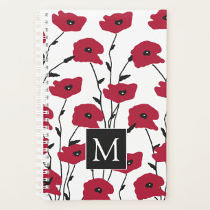Modern Monogram Poppies Pattern Planner