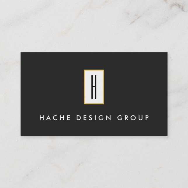 Modern Monogram, Professional Black Business Card (Front)