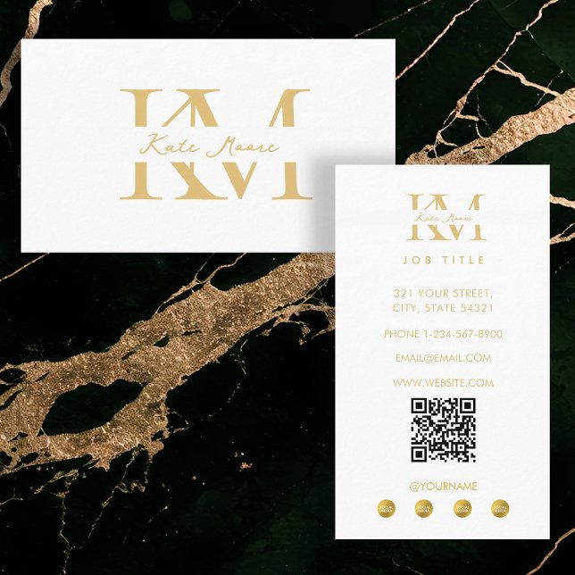 Modern Monogram Professional Gold White Marketing Business Card (Modern Monogram Professional Gold White Marketing Business Card)