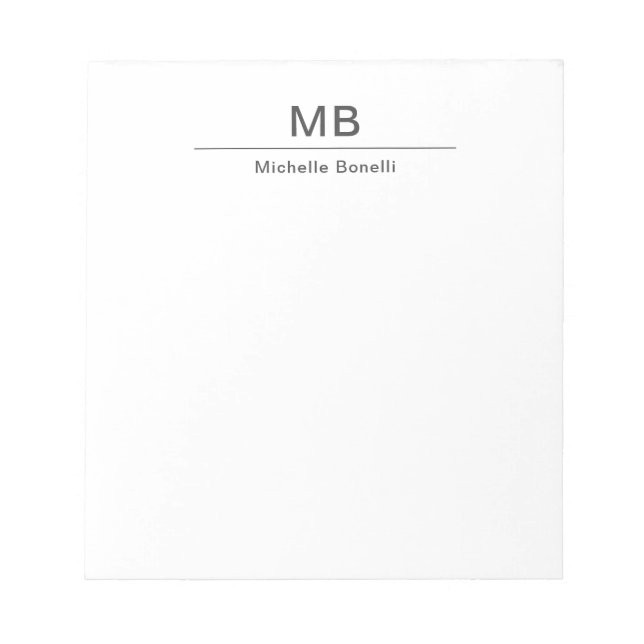 Modern Monogram Professional Minimalist Notepad (Front)