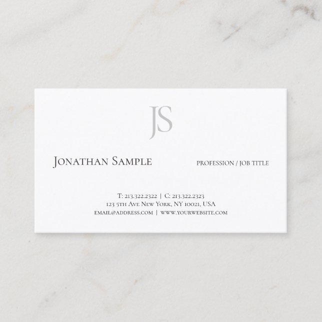 Modern Monogram Professional Minimalist Template Business Card (Front)