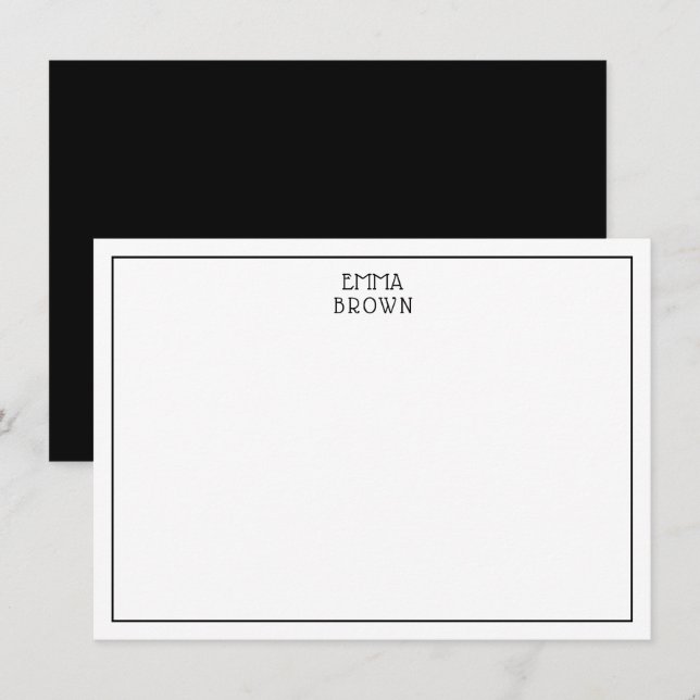 Modern Monogram Professional Name Black White Card (Front/Back)
