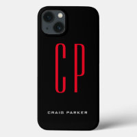 Modern Monogram Professional Plain Black Red
