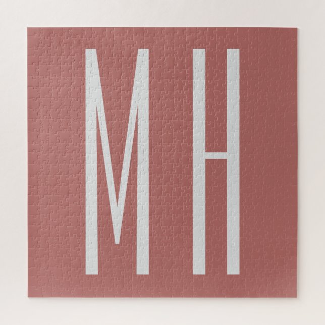 Modern Monogram Professional Plain Minimalist Jigsaw Puzzle (Vertical)