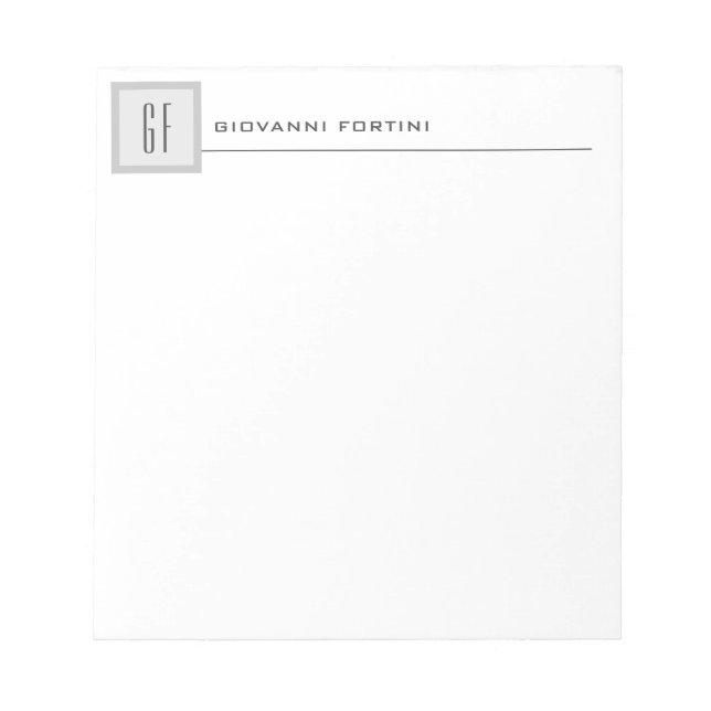 Modern Monogram Professional Plain Minimalist Notepad (Front)