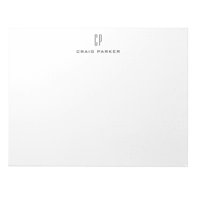 Modern Monogram Professional Plain Minimalist Notepad (Front)