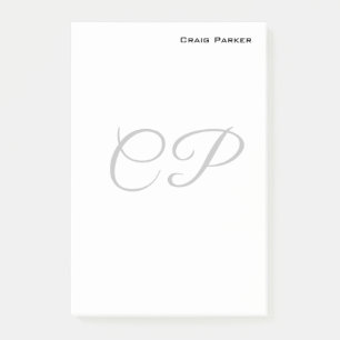 Modern Monogram Professional Plain Minimalist Post-it Notes