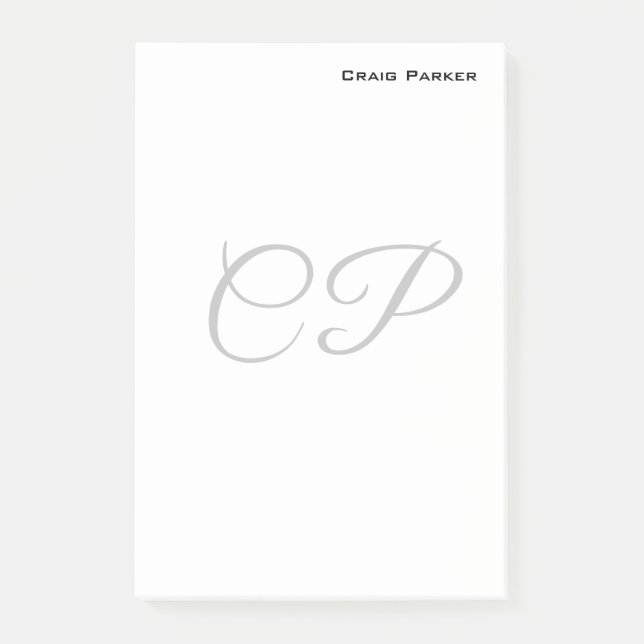 Modern Monogram Professional Plain Minimalist Post-it Notes (Front)