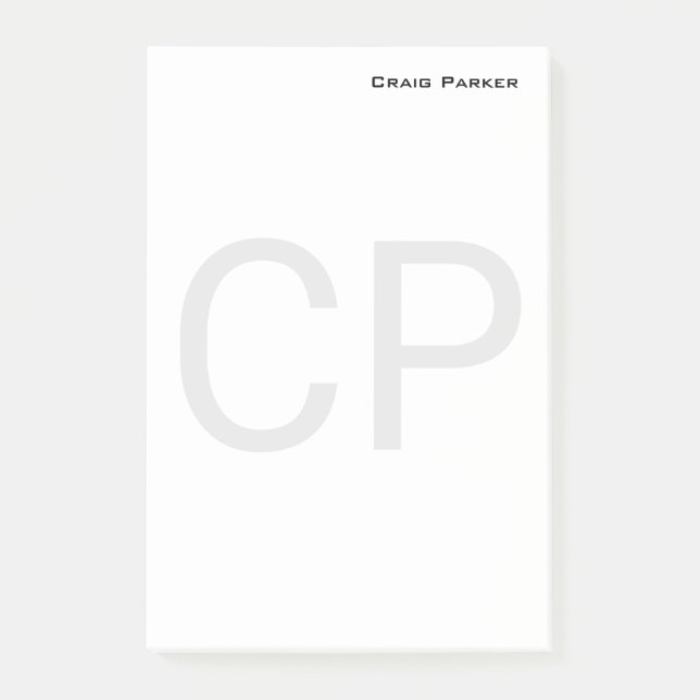 Modern Monogram Professional Plain Minimalist Post-it Notes (Front)