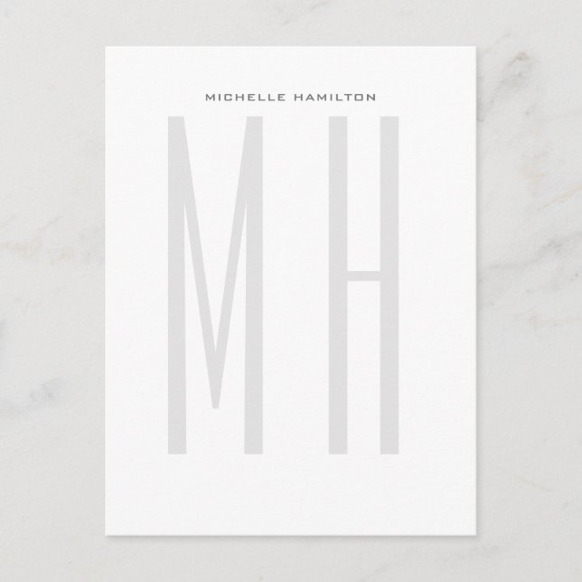Modern Monogram Professional Plain Minimalist Postcard (Front)