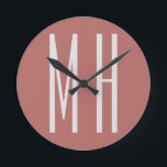 Modern Monogram Professional Plain Minimalist Round Clock<br><div class="desc">Easy Editing Tools. Different Types and Sizes,  Colour and Font Choices.</div>