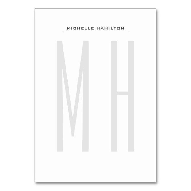 Modern Monogram Professional Plain Minimalist Table Number (Front)