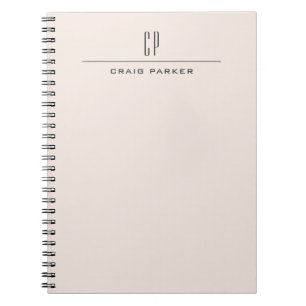 Modern Monogram Professional Plain Pastel Colour Notebook