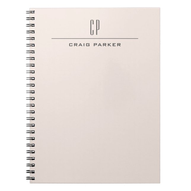 Modern Monogram Professional Plain Pastel Colour Notebook (Front)