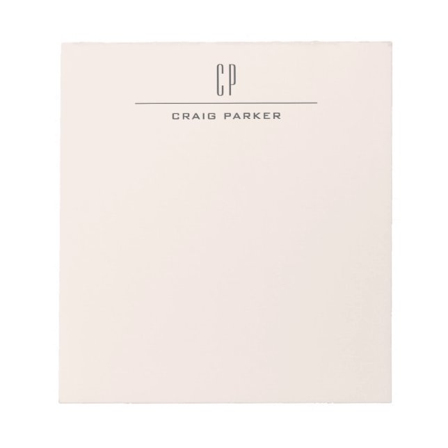 Modern Monogram Professional Plain Pastel Colour Notepad (Front)