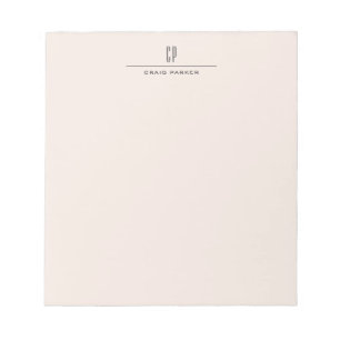 Modern Monogram Professional Plain Pastel Colour Notepad