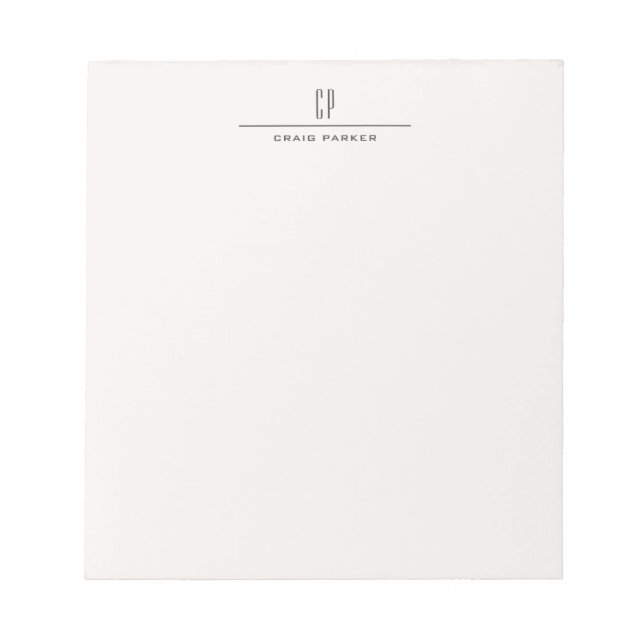 Modern Monogram Professional Plain Pastel Colour Notepad (Front)