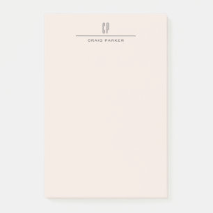 Modern Monogram Professional Plain Pastel Colour Post-it Notes