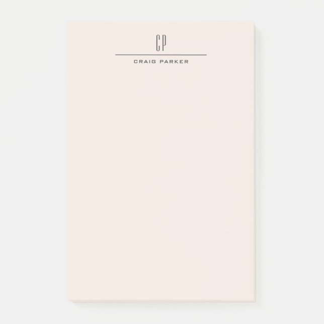 Modern Monogram Professional Plain Pastel Colour Post-it Notes (Front)