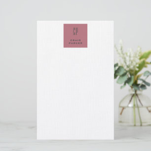 Modern Monogram Professional Plain Rose Gold White Stationery