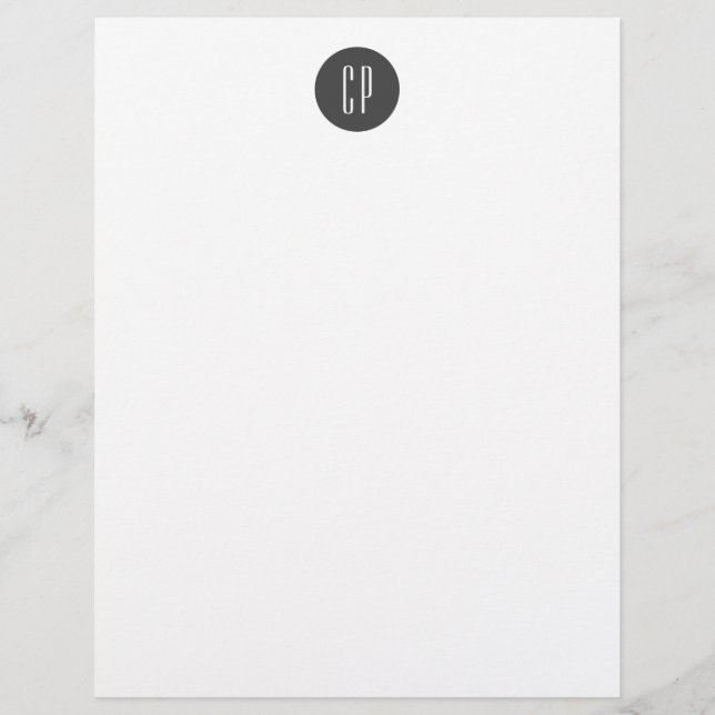 Modern Monogram Professional Plain Simple Initials Letterhead (Front)