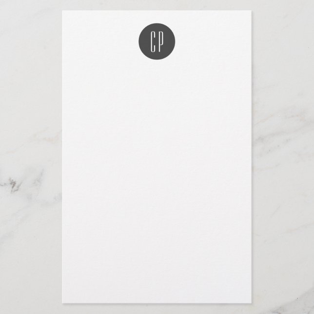 Modern Monogram Professional Plain Simple Initials Stationery (Front)