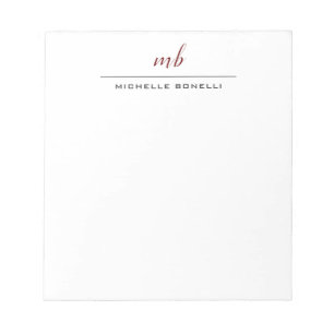 Modern Monogram Professional Plain Simple Minimal Notepad