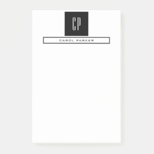 Modern Monogram Professional Plain Simple Minimal Post-it Notes