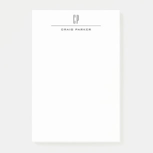 Modern Monogram Professional Plain Simple Minimal Post-it Notes