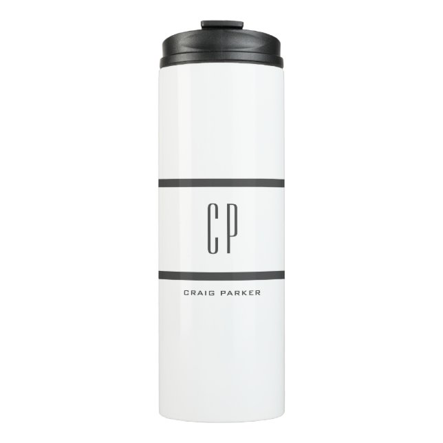 Modern Monogram Professional Plain Simple Minimal Thermal Tumbler (Front)